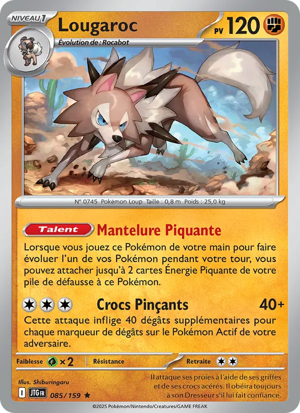Carte Pokémon Lougaroc 085/159 de l'extension Aventures Ensemble
