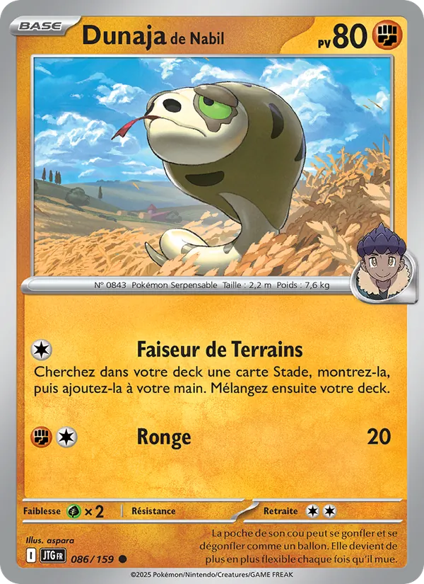 Carte Pokémon Dunaja de Nabil 086/159 de l'extension Aventures Ensemble
