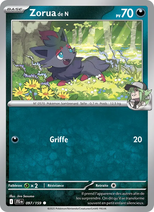 Carte Pokémon Zorua de N 097/159 de l'extension Aventures Ensemble