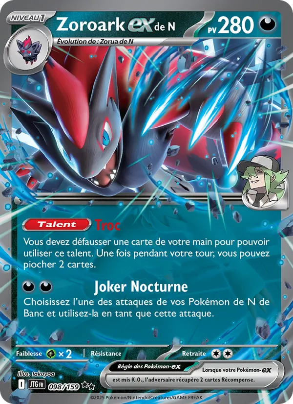 Carte Pokémon Zoroark-ex de N 098/159 de l'extension Aventures Ensemble