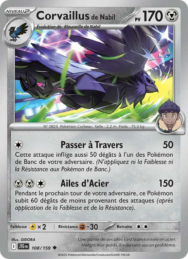Carte Pokémon Corvaillus de Nabil 108/159 de l'extension Aventures Ensemble