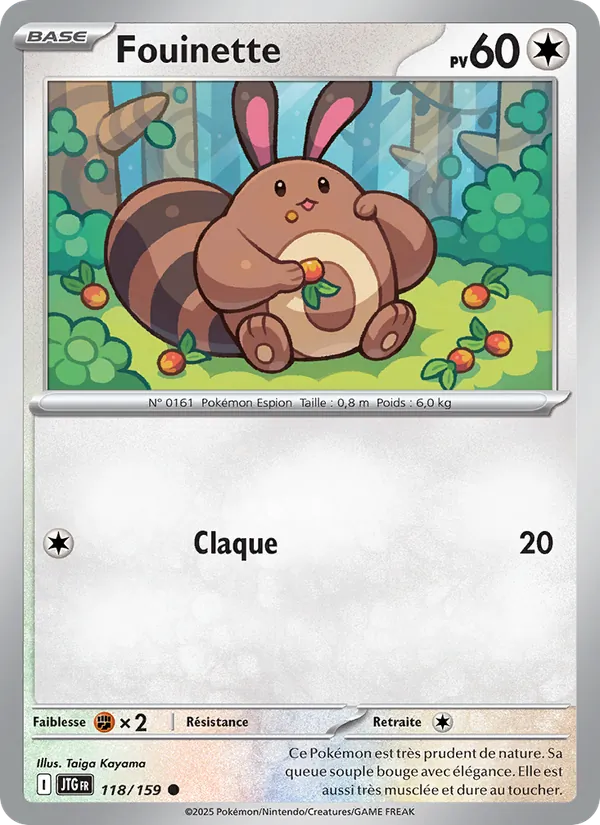 Carte Pokémon Fouinette 118/159 de l'extension Aventures Ensemble