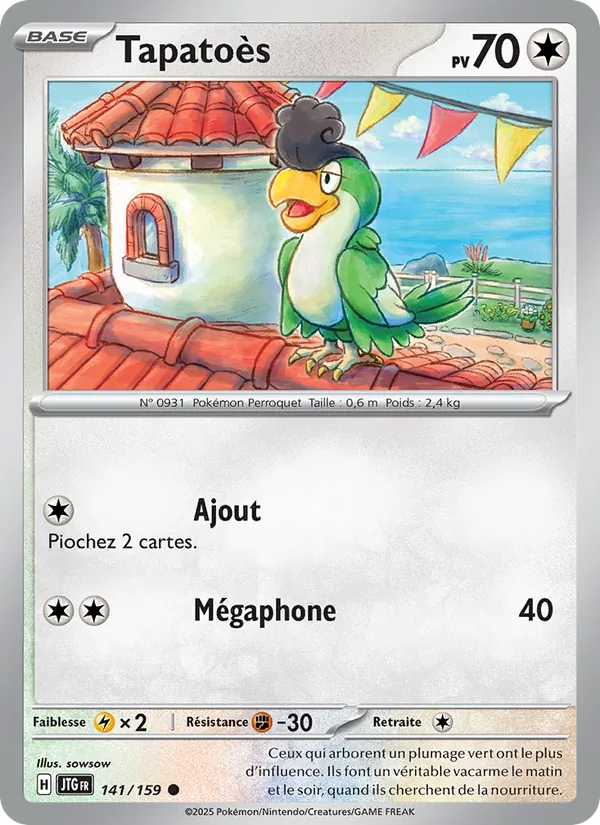 Carte Pokémon Tapatoès 141/159 de l'extension Aventures Ensemble