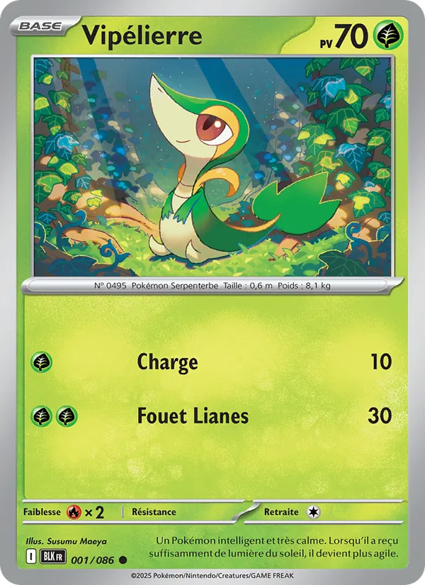 Carte Pokémon Vipélierre 001/86 de l'extension Foudre Noire