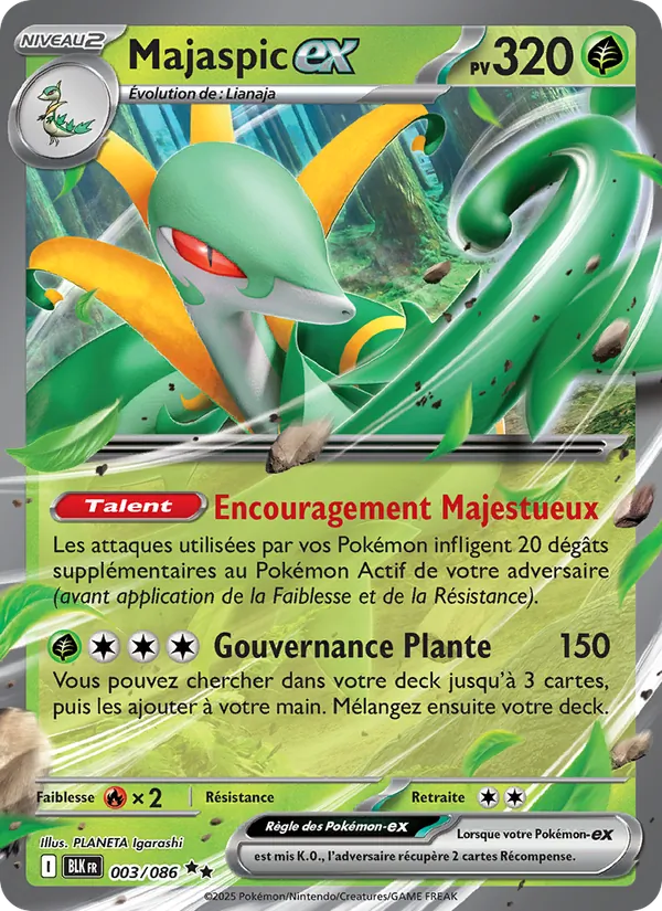 Carte Pokémon Majaspic-ex 003/86 de l'extension Foudre Noire