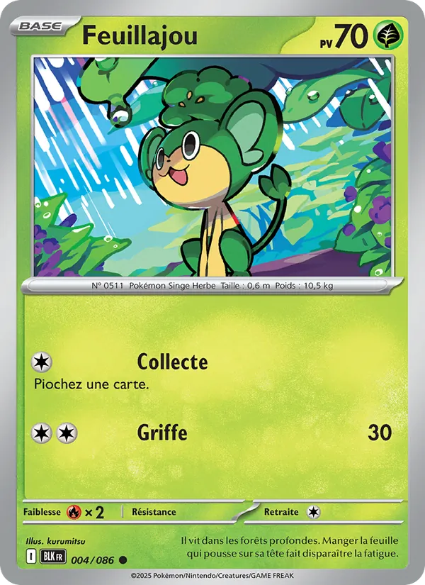 Carte Pokémon Feuillajou 004/86 de l'extension Foudre Noire