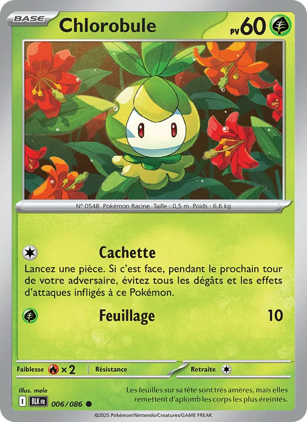 Carte Pokémon Chlorobule 006/86 de l'extension Foudre Noire