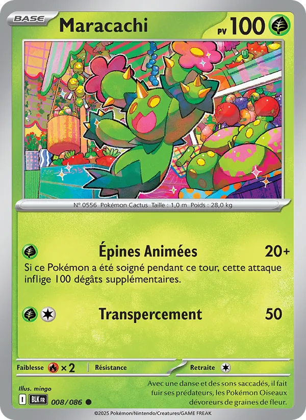 Carte Pokémon Maracachi 008/86 de l'extension Foudre Noire