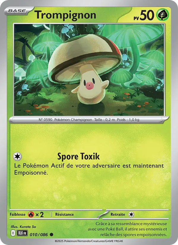 Carte Pokémon Trompignon 010/86 de l'extension Foudre Noire