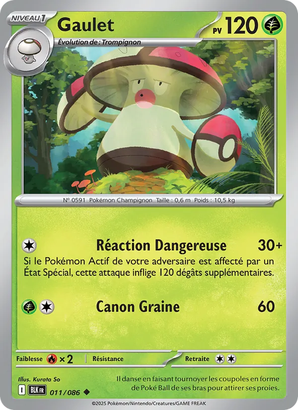 Carte Pokémon Gaulet 011/86 de l'extension Foudre Noire