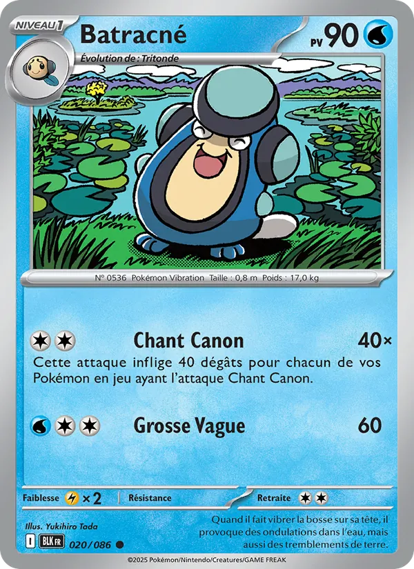 Carte Pokémon Batracné 020/86 de l'extension Foudre Noire