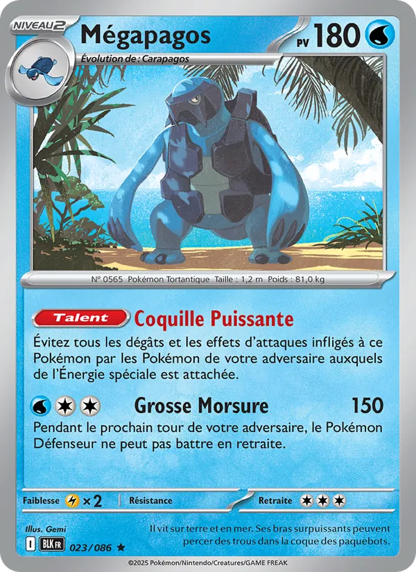 Carte Pokémon Mégapagos 023/86 de l'extension Foudre Noire