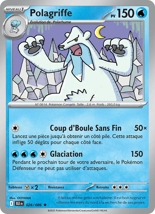 Carte Pokémon Polagriffe 026/86 de l'extension Foudre Noire