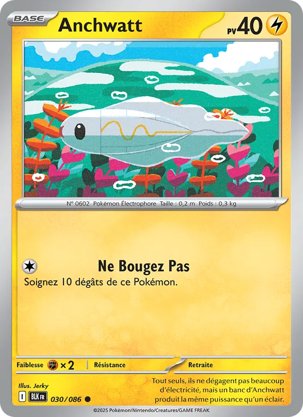 Carte Pokémon Anchwatt 030/86 de l'extension Foudre Noire