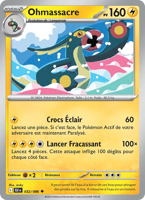 Carte Pokémon Ohmassacre 032/86 de l'extension Foudre Noire