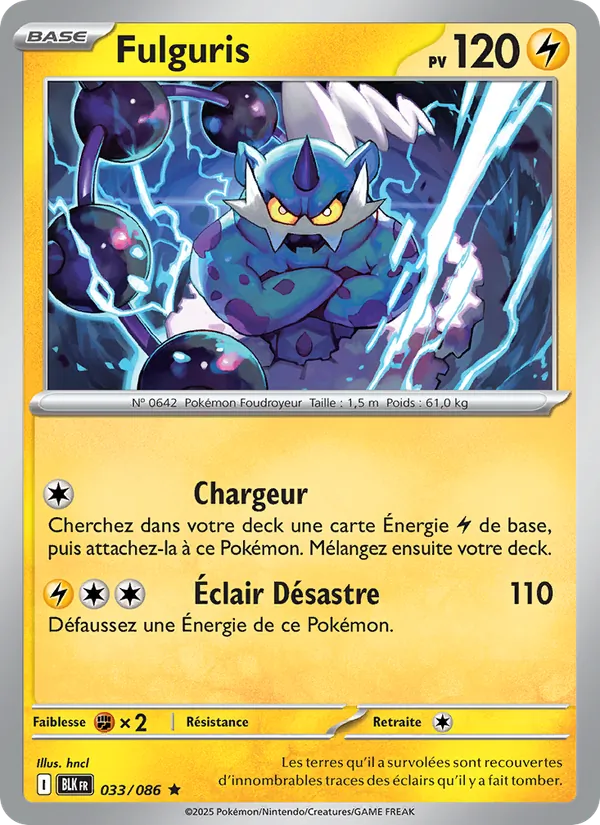 Carte Pokémon Fulguris 033/86 de l'extension Foudre Noire