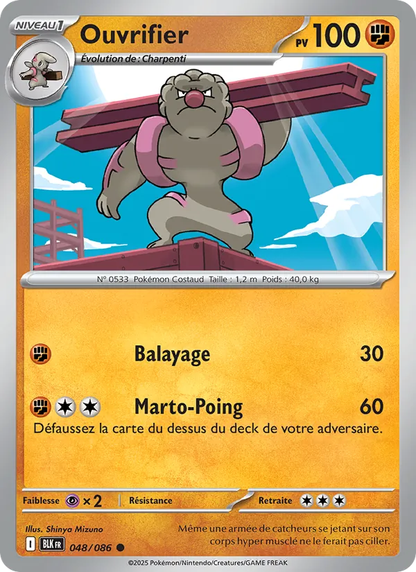 Carte Pokémon Ouvrifier 048/86 de l'extension Foudre Noire