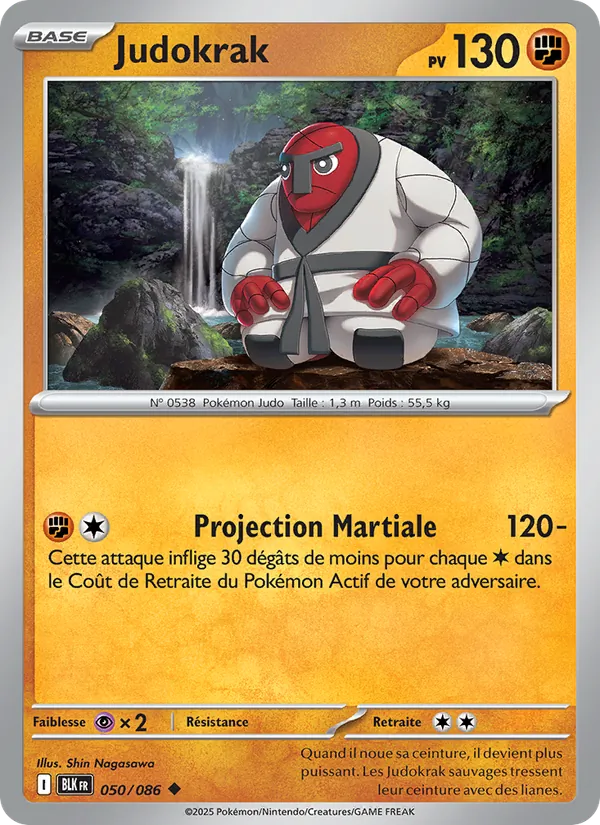 Carte Pokémon Judokrak 050/86 de l'extension Foudre Noire