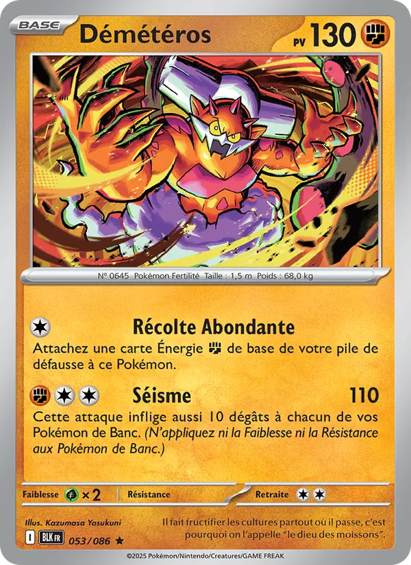 Carte Pokémon Démétéros 053/86 de l'extension Foudre Noire
