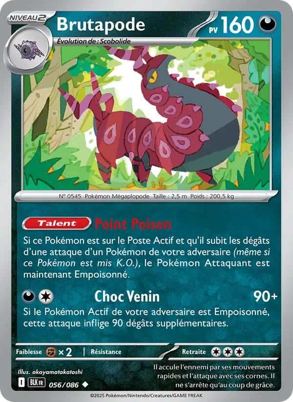 Carte Pokémon Brutapode 056/86 de l'extension Foudre Noire