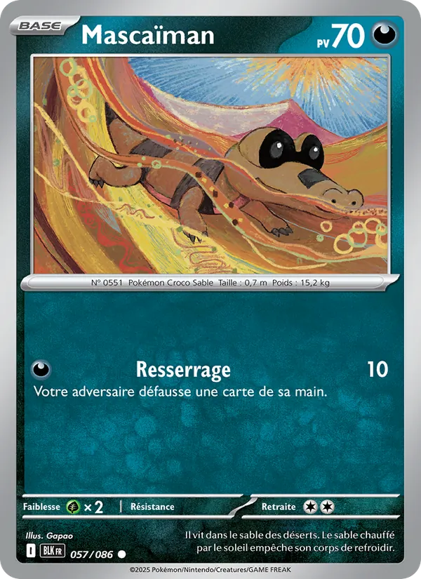 Carte Pokémon Mascaïman 057/86 de l'extension Foudre Noire