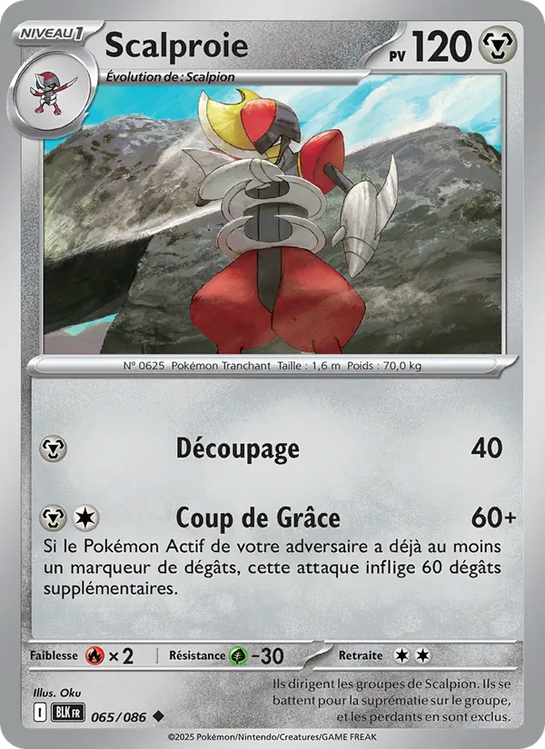 Carte Pokémon Scalproie 065/86 de l'extension Foudre Noire