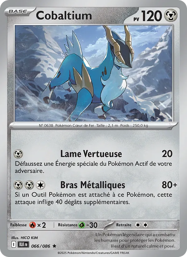 Carte Pokémon Cobaltium 066/86 de l'extension Foudre Noire