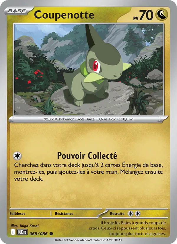 Carte Pokémon Coupenotte 068/86 de l'extension Foudre Noire