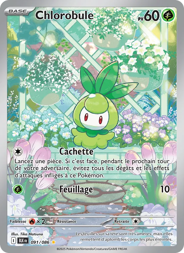 Carte Pokémon Chlorobule 091/86 de l'extension Foudre Noire