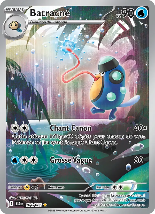 Carte Pokémon Batracné 104/86 de l'extension Foudre Noire