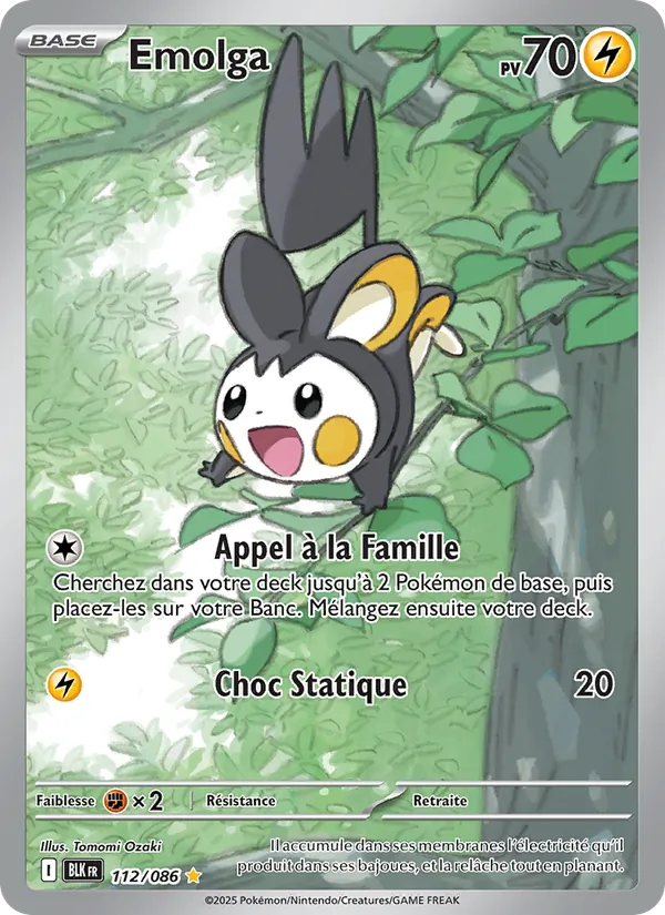 Carte Pokémon Emolga 112/86 de l'extension Foudre Noire
