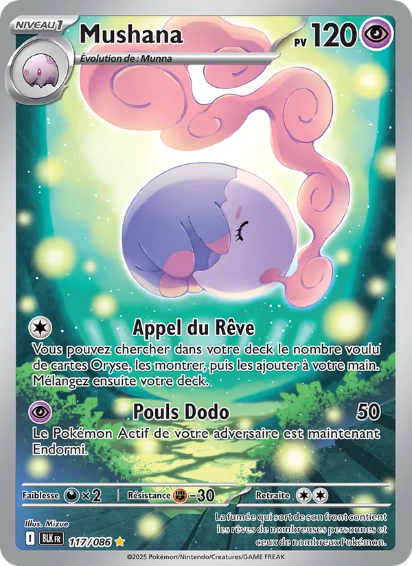 Carte Pokémon Mushana 117/86 de l'extension Foudre Noire