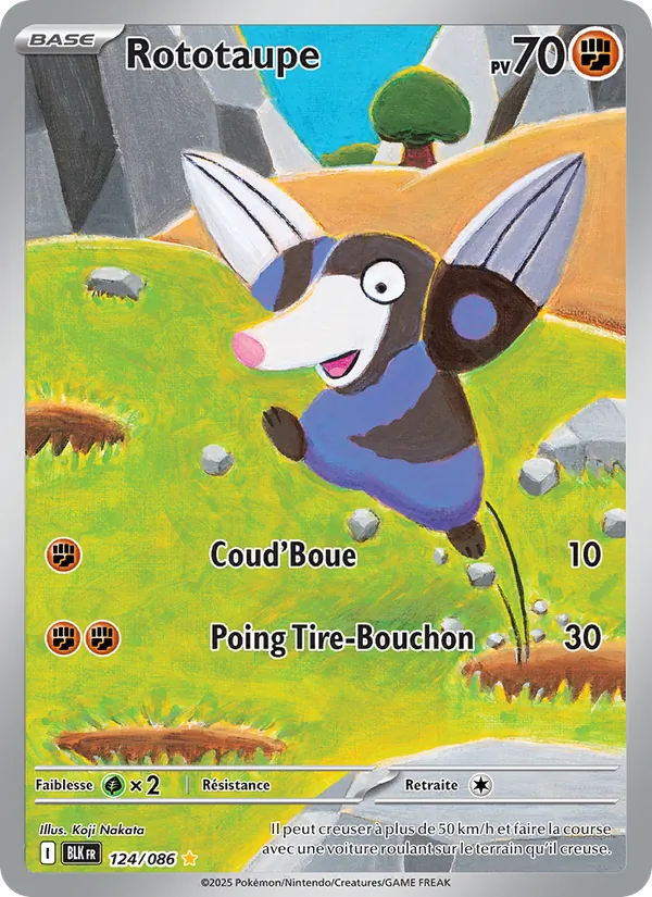 Carte Pokémon Rototaupe 124/86 de l'extension Foudre Noire