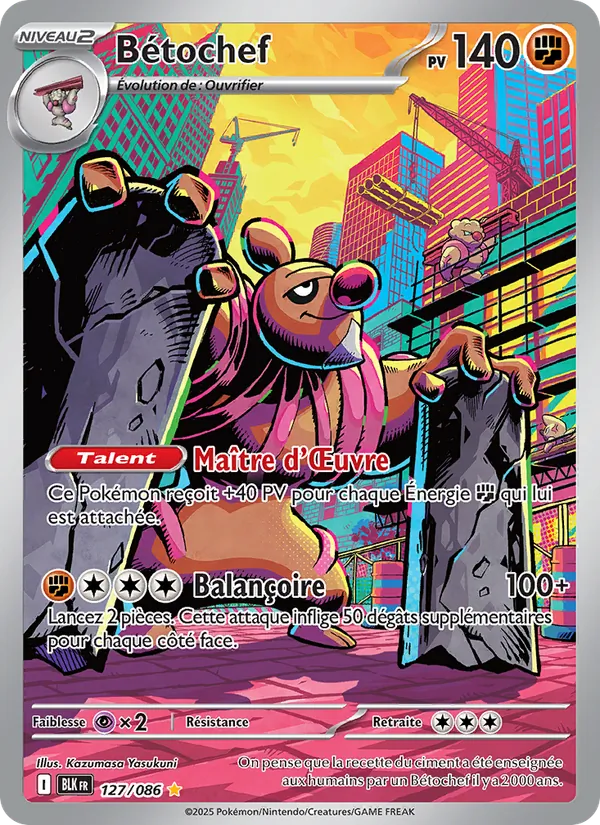 Carte Pokémon Bétochef 127/86 de l'extension Foudre Noire