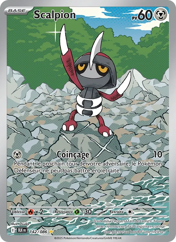 Carte Pokémon Scalpion 142/86 de l'extension Foudre Noire