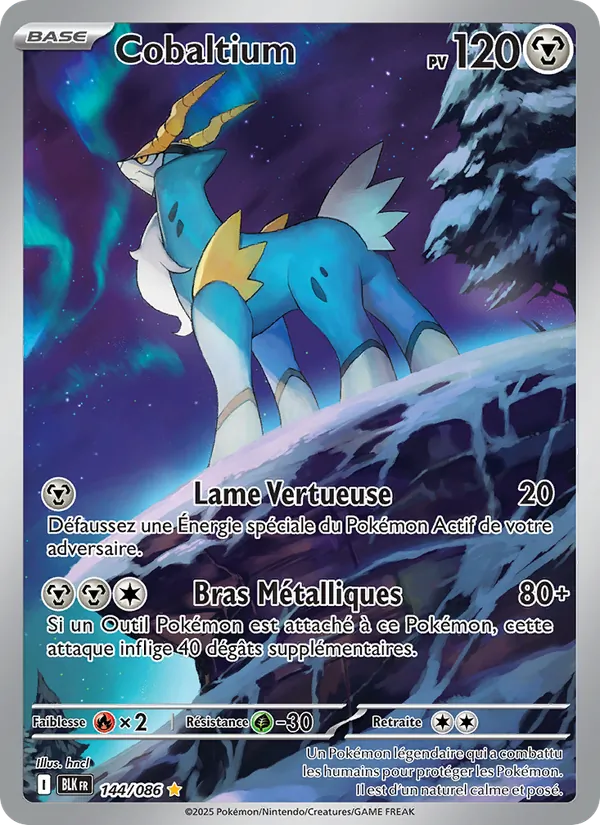 Carte Pokémon Cobaltium 144/86 de l'extension Foudre Noire