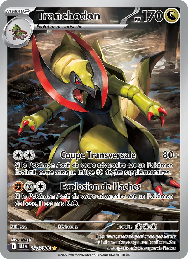 Carte Pokémon Tranchodon 147/86 de l'extension Foudre Noire