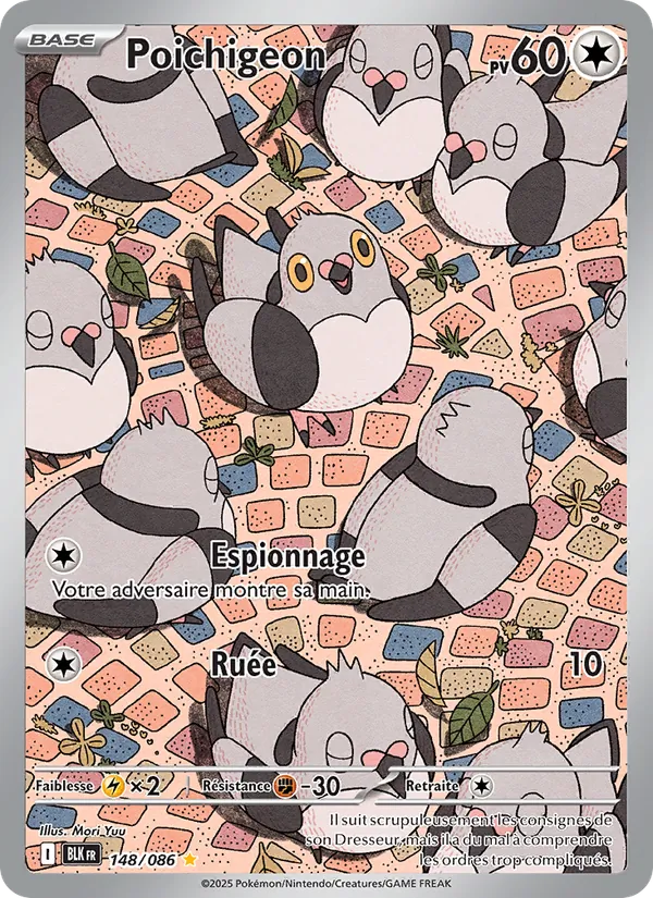 Carte Pokémon Poichigeon 148/86 de l'extension Foudre Noire