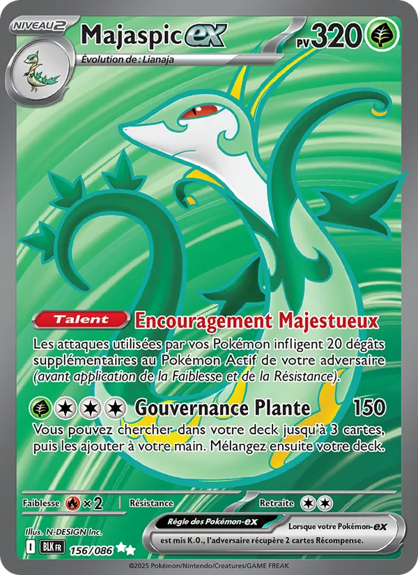 Carte Pokémon Majaspic-ex 156/86 de l'extension Foudre Noire