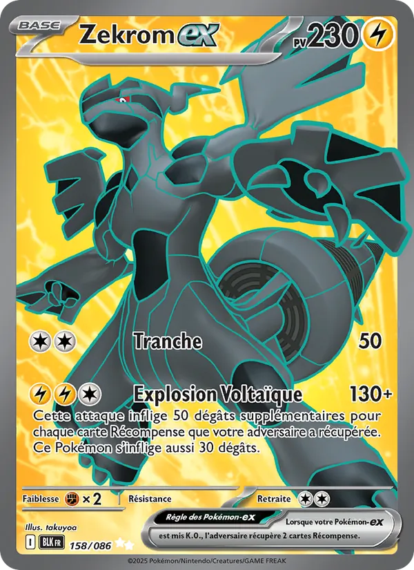 Carte Pokémon Zekrom-ex 158/86 de l'extension Foudre Noire