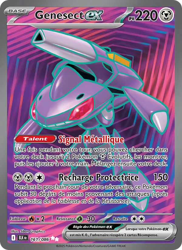 Carte Pokémon Genesect-ex 161/86 de l'extension Foudre Noire