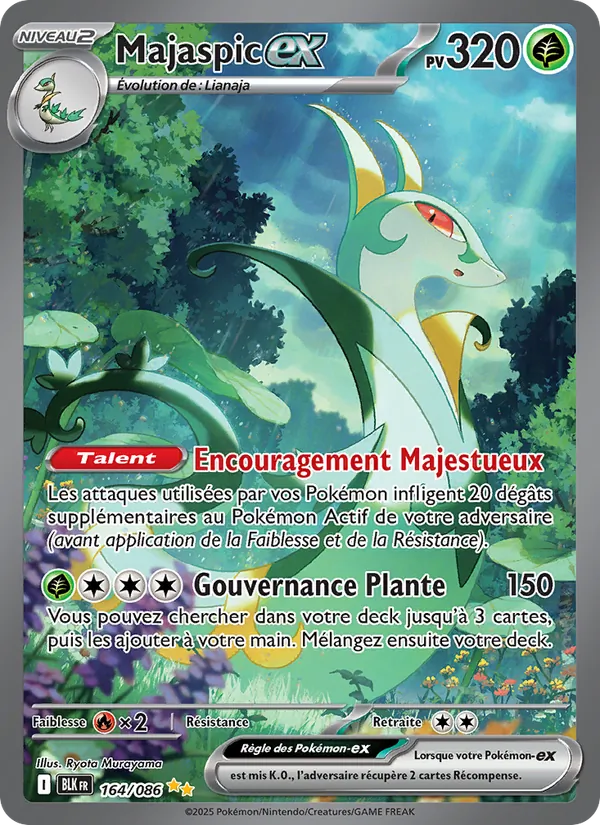 Carte Pokémon Majaspic-ex 164/86 de l'extension Foudre Noire