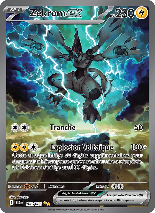 Carte Pokémon Zekrom-ex 166/86 de l'extension Foudre Noire
