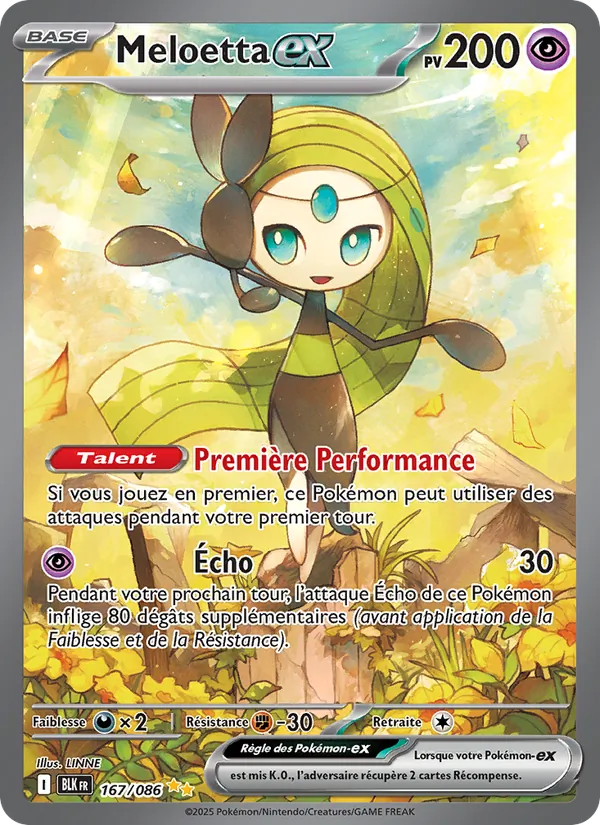 Carte Pokémon Meloetta-ex 167/86 de l'extension Foudre Noire