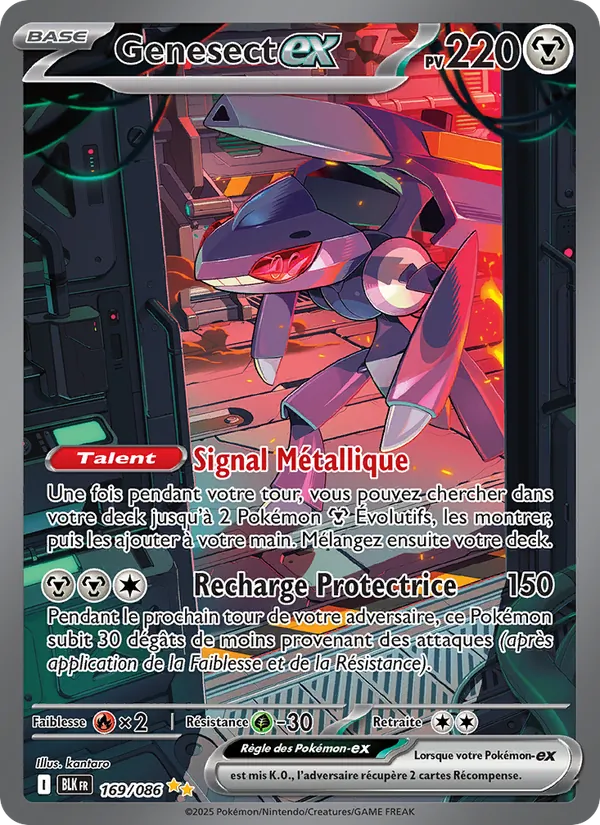 Carte Pokémon Genesect-ex 169/86 de l'extension Foudre Noire