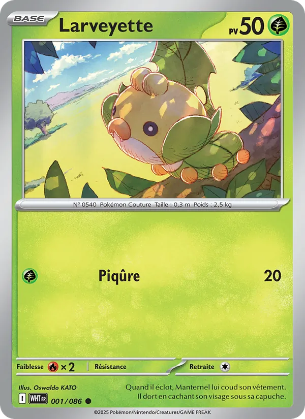 Carte Pokémon Larveyette 001/86 de l'extension Flamme Blanche