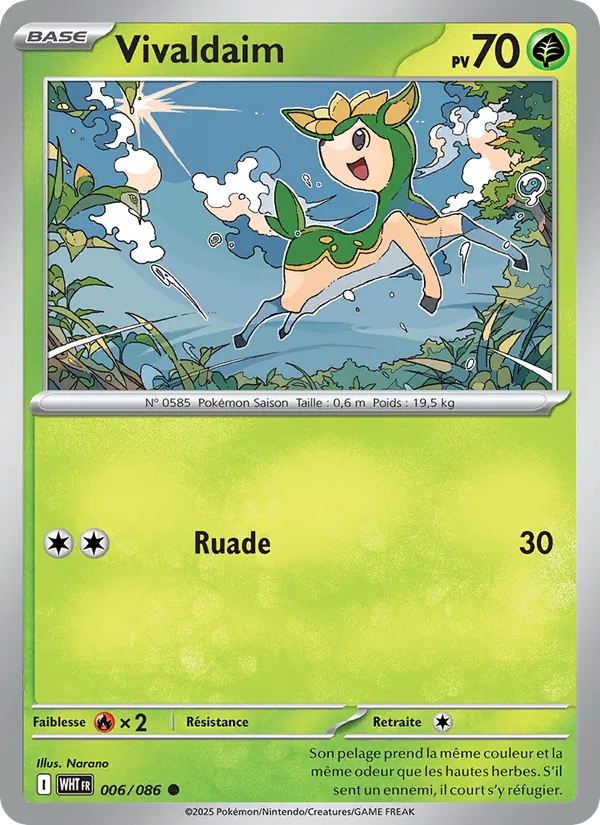 Carte Pokémon Vivaldaim 006/86 de l'extension Flamme Blanche