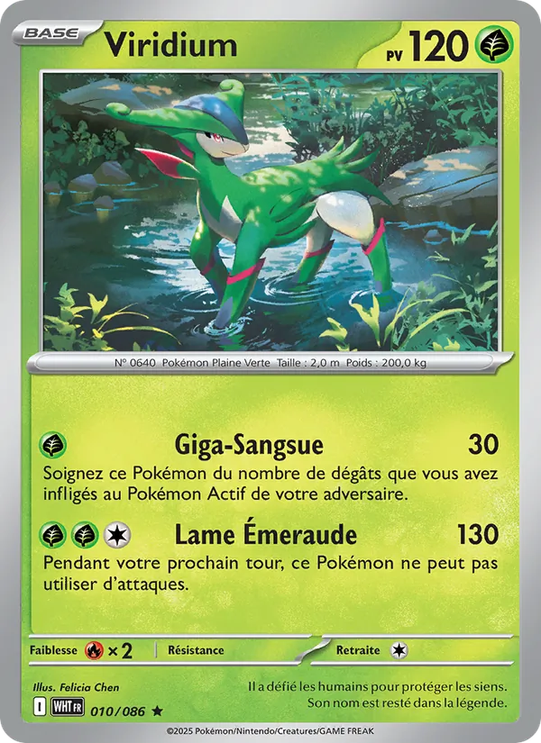 Carte Pokémon Viridium 010/86 de l'extension Flamme Blanche