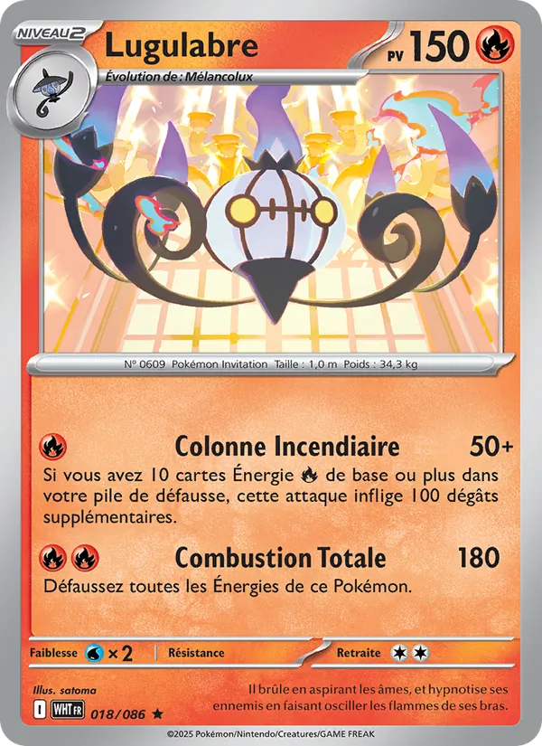 Carte Pokémon Lugulabre 018/86 de l'extension Flamme Blanche