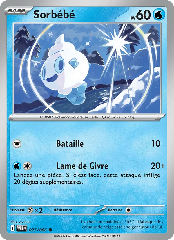 Carte Pokémon Sorbébé 027/86 de l'extension Flamme Blanche